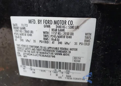 2014 Ford Edge Sel z USA, uszkodzony, nr VIN 2FMDK3JC7EBA02786